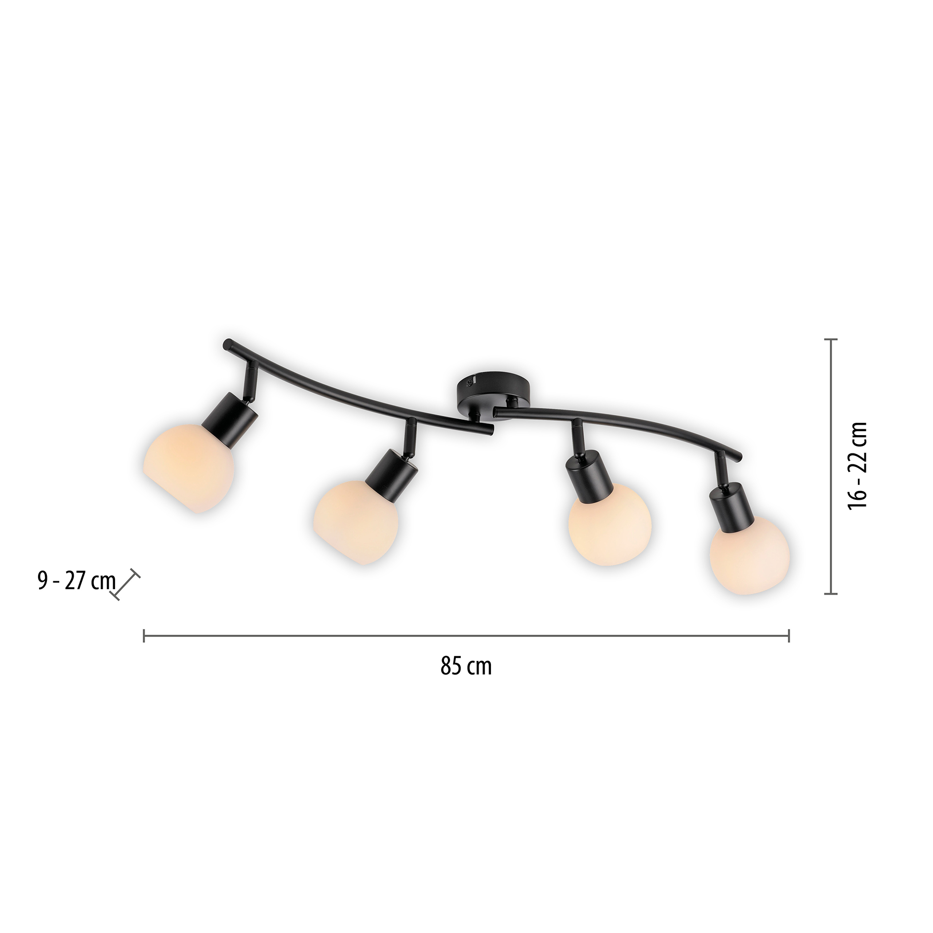 LED-Deckenstrahler - schwarz - 4-flammig