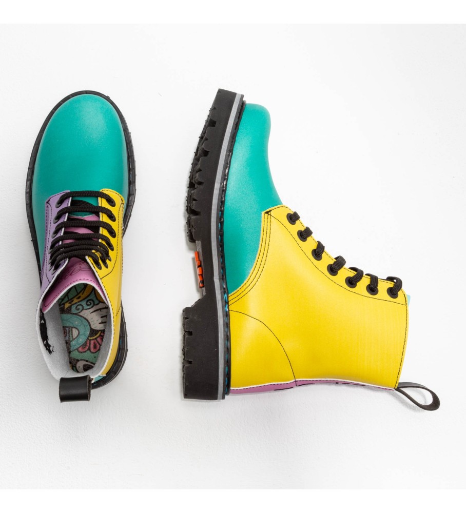Botas de tornozelo de couro multicoloridas Art