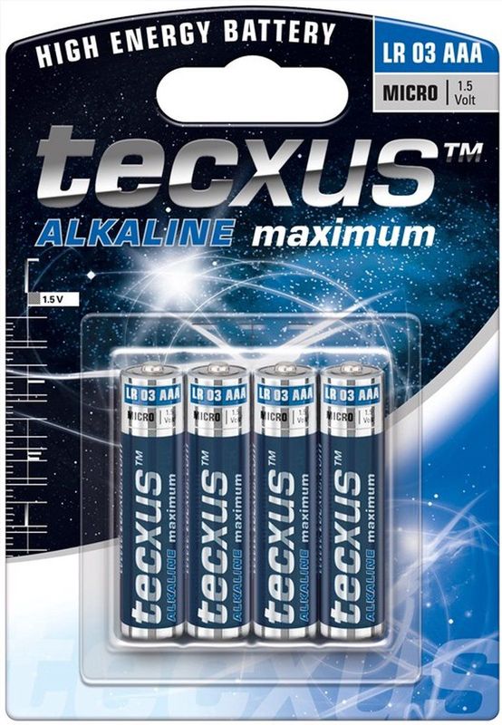 Tecxus - AAA LR03 - Alkaline Batterijen - 4 Stuks - 1.5V