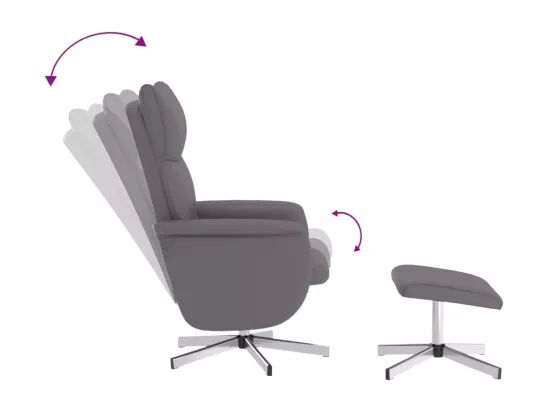 Fauteuil inclinable de massage avec repose-pied gris similicuir