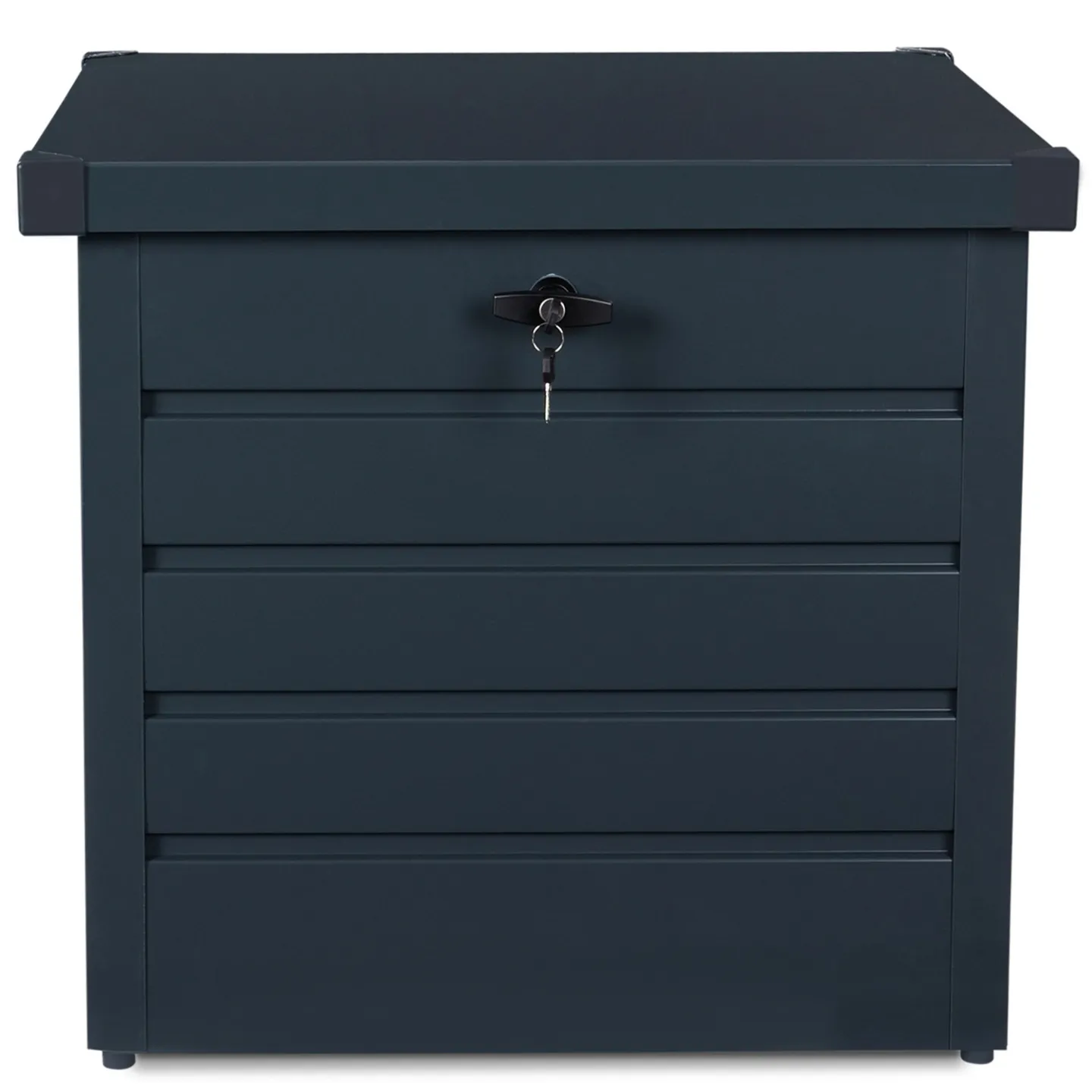 Coffre de rangement métal verrouillable gris anthracite pour jardin 200L 68x62,5x63 cm