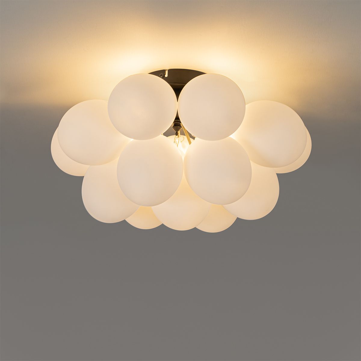 Art deco plafondlamp zwart met opaal glas 4-lichts - Uvas