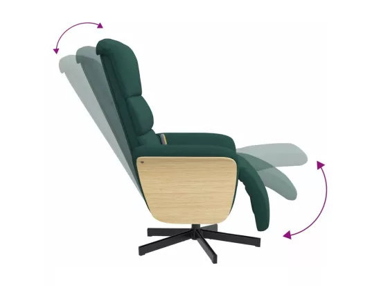 Fauteuil inclinable de massage et repose-pieds vert foncé tissu