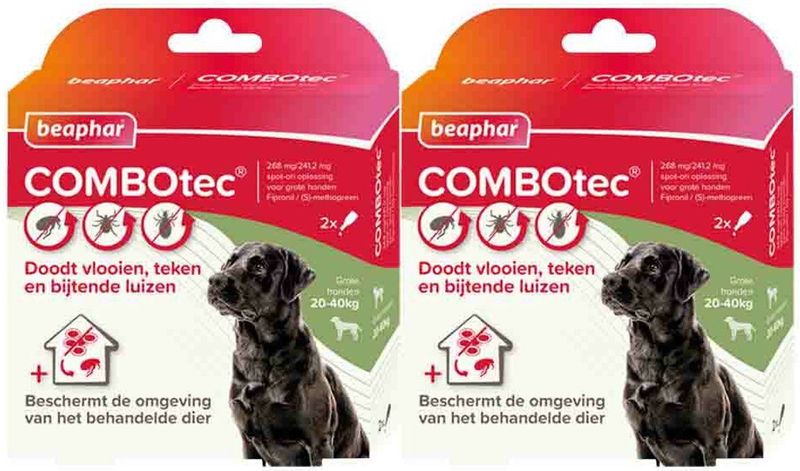 Beaphar - Combotec Anti Vlooien en Teken Druppels - Hond 20-40 kg - 2 Pipetten