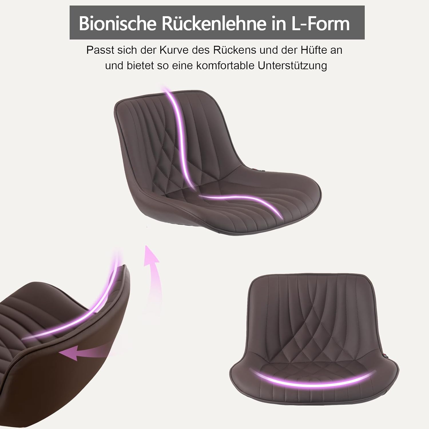 YOUTASTE 1er Barhocker, Drehbar Barstuhl mit Lehne, Höhenverstellbar aus PU-Leder, 360° Drehstuhl, Moderner Bar Hocker Küchenhocker Bar Stool, Braun