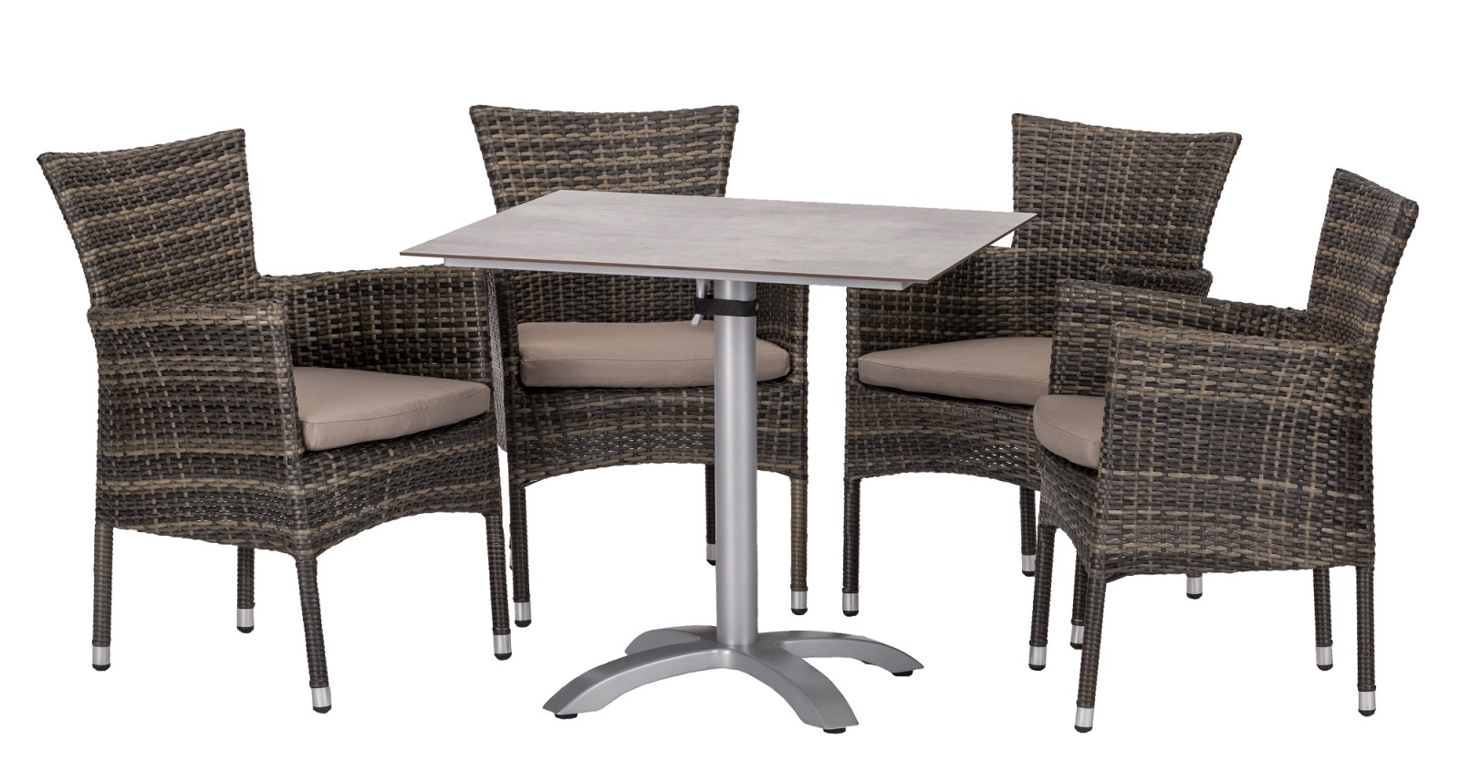 5-teiliges Gartenmöbel-Set - grau-silber - stapelbar - 80x72 cm