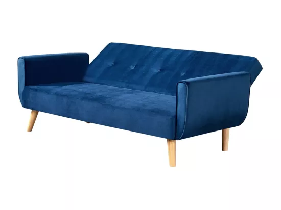 Canapé scandinave convertible 3 places velours bleu nuit BERLIN
