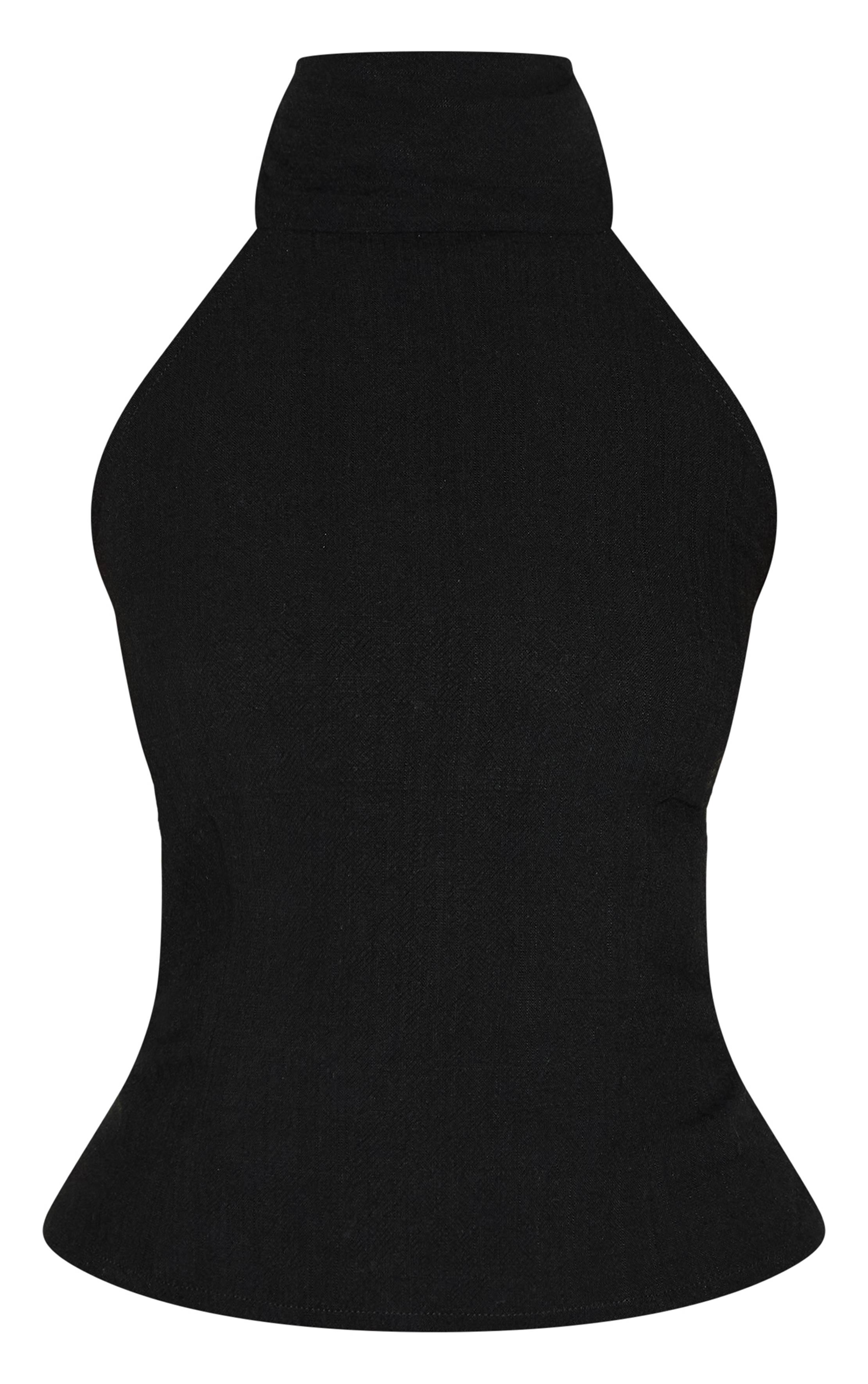 Noir Haut Tissé Léger À Encolure Américaine