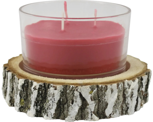 Kandelaar Ø 18 H 11 cm, rood hout, inclusief kaarsenhouder