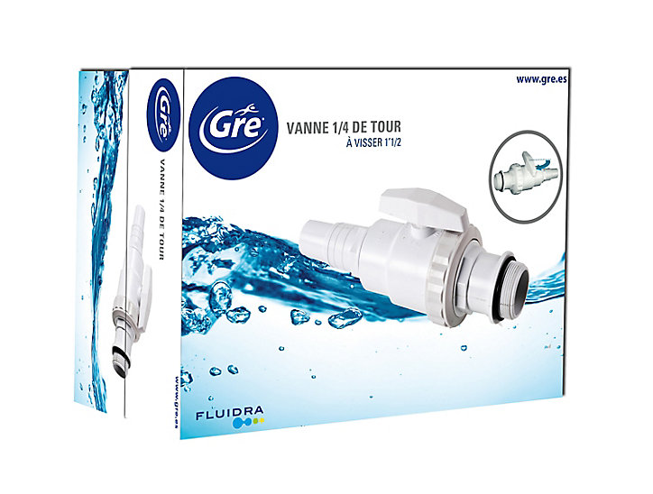 Vanne d'arrêt 1/4 de tour et embout cannelé Ø 32/38 mm