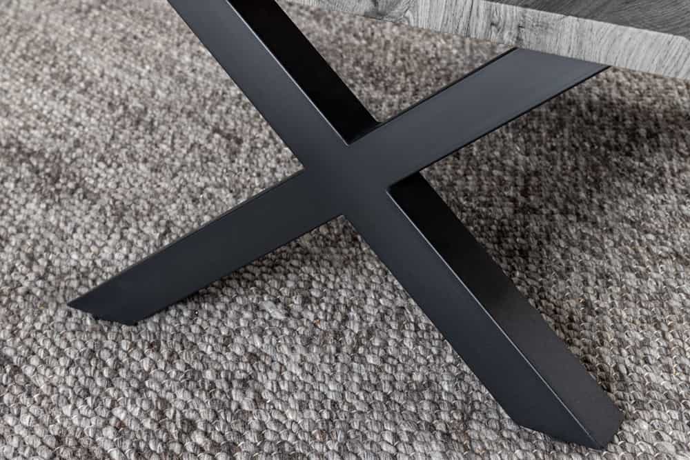 Industrial Couchtisch WILD 90cm grau Wildeichen-Design schwarz Metall Baumkante