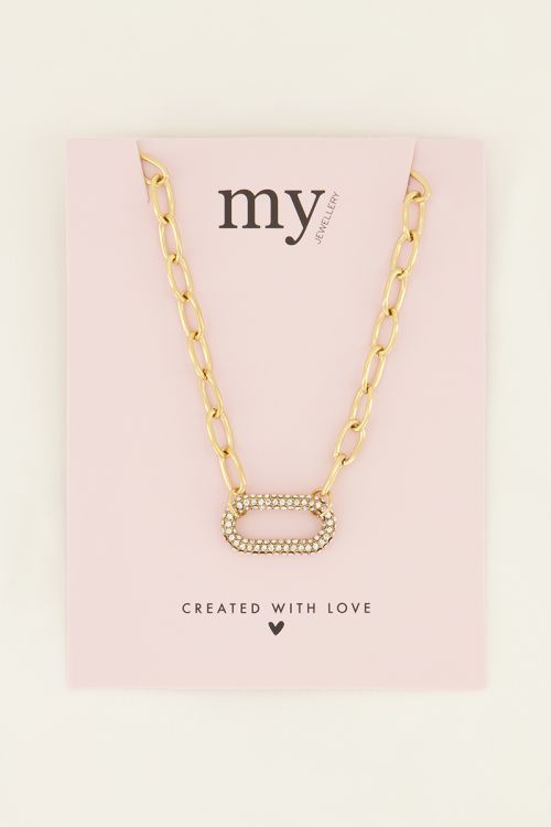 Schakelketting met strass bedel