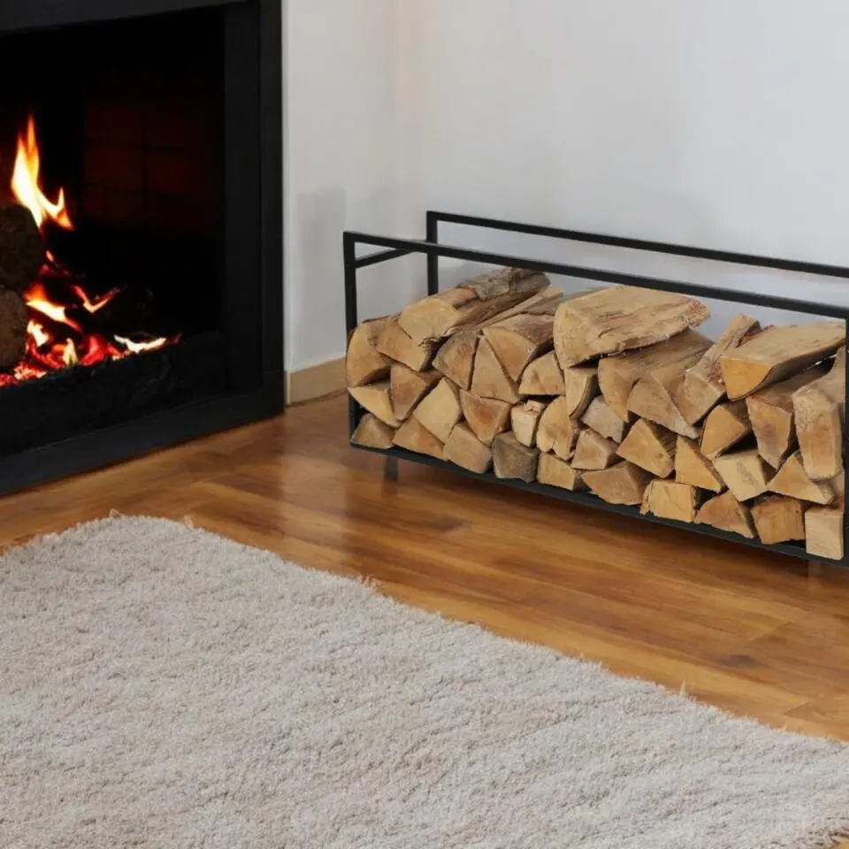 Nordix Houtrek Haardhout Opslag Binnen en Buiten Brandhout Rek Zwart 100x25x40cm
