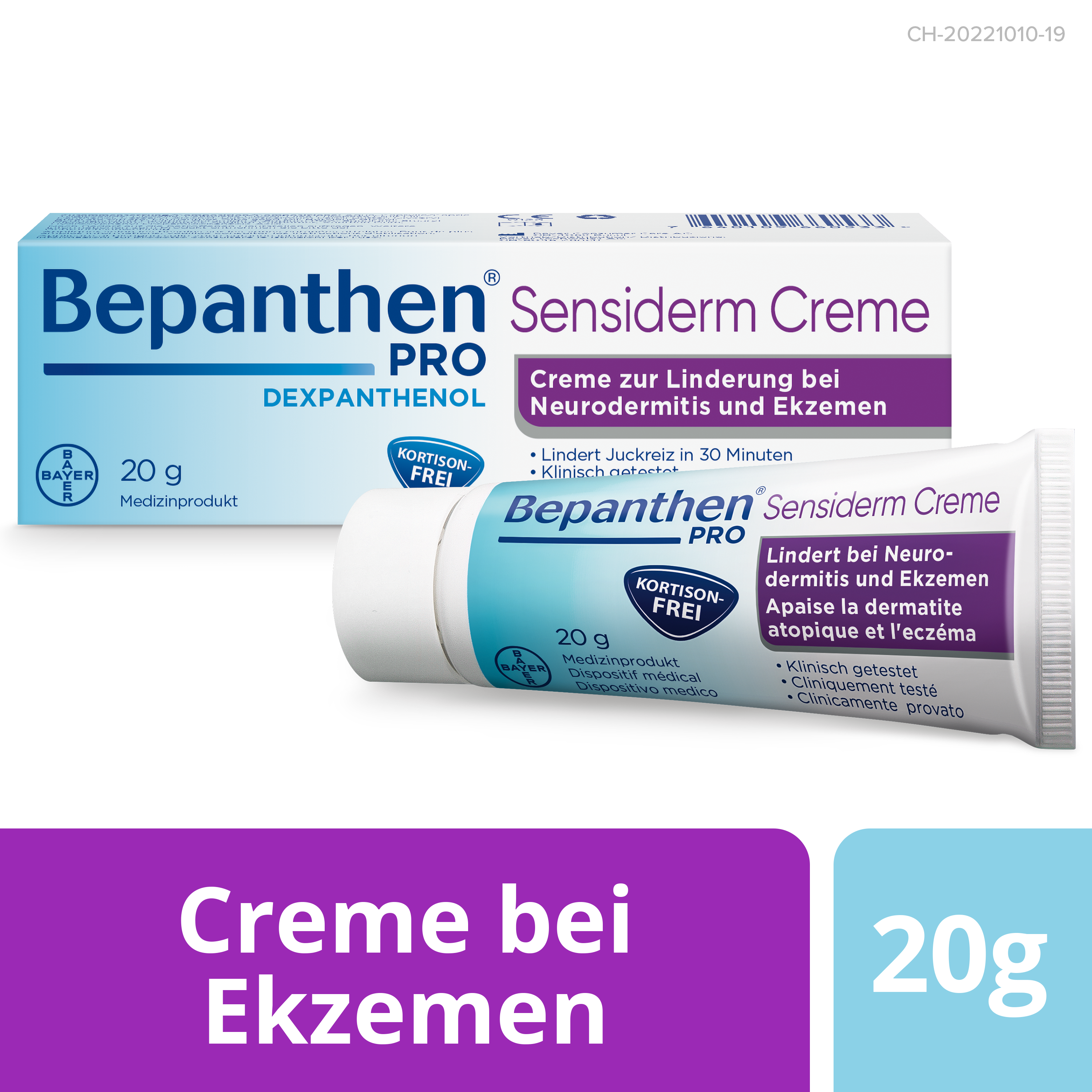 BEPANTHEN Pro Sensiderm Creme, gegen Juckreiz bei Neurodermitis<br>20 g, Tube, Creme