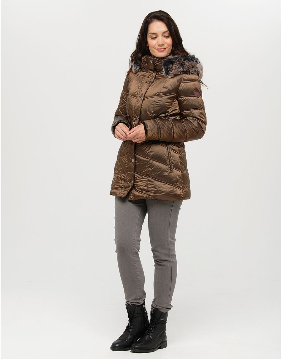 Doudoune marron capuche
