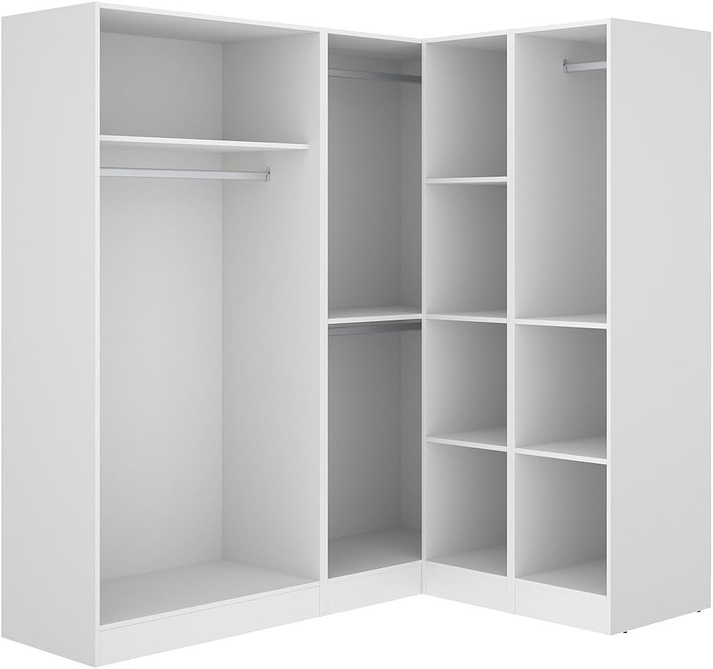 Vente-unique-Eckkleiderschrank mit 5 Türen - 173 cm - Weiß - LISTOWEL
