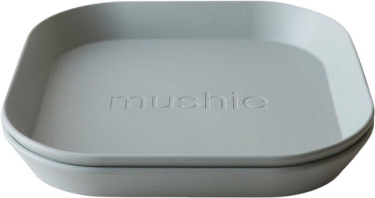 Mushie Mushie tallerken i firkantet form 2-pak - Sage Sage