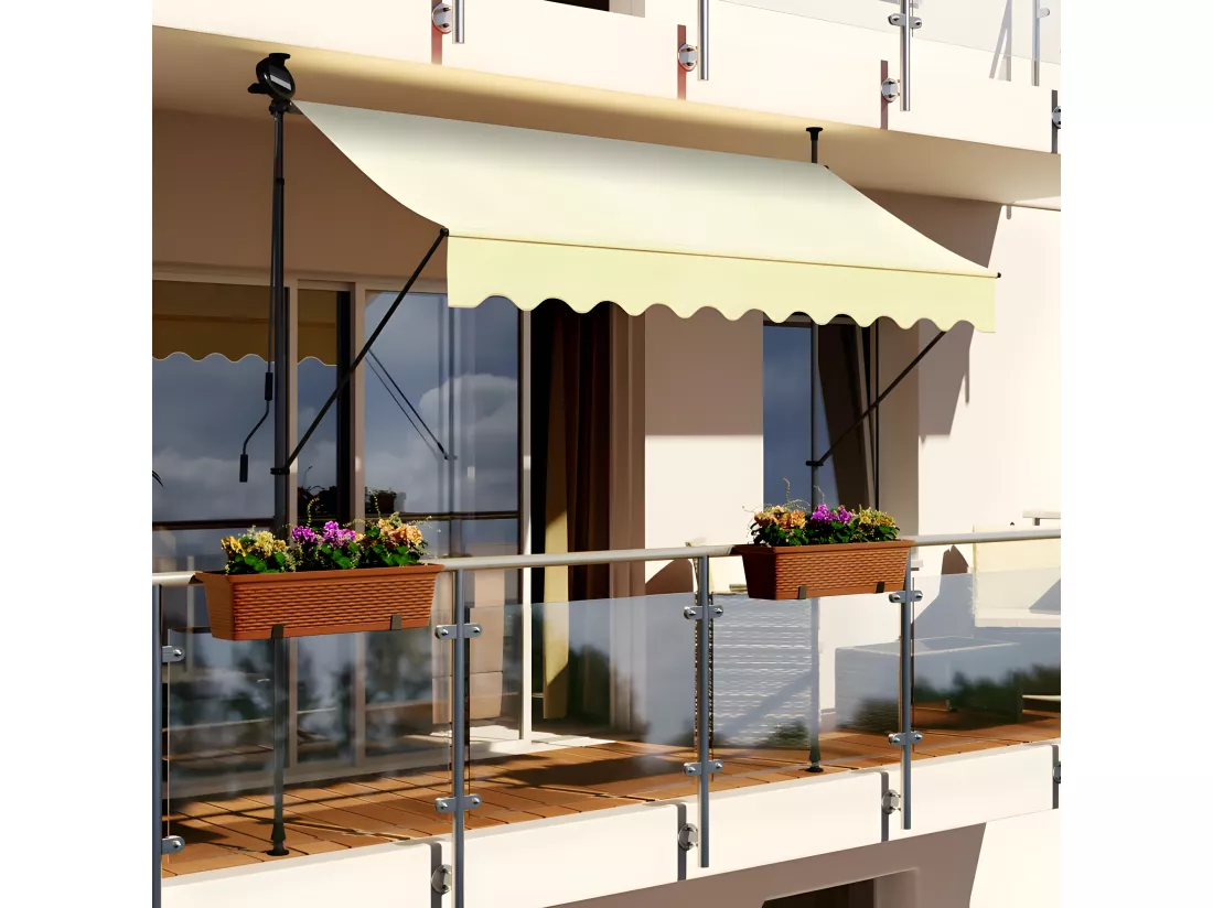 Store banne 300x150 cm avec éclairage led et manivelle