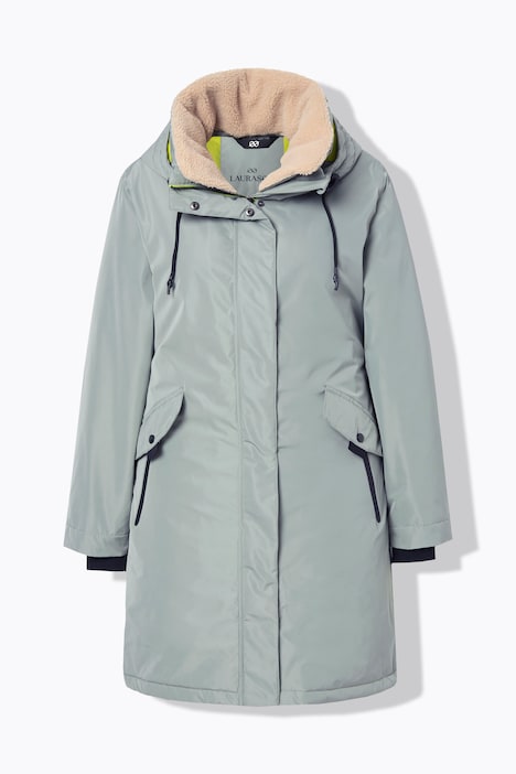 Lange Funktionsjacke, Kapuze, 2-Wege-Zipper