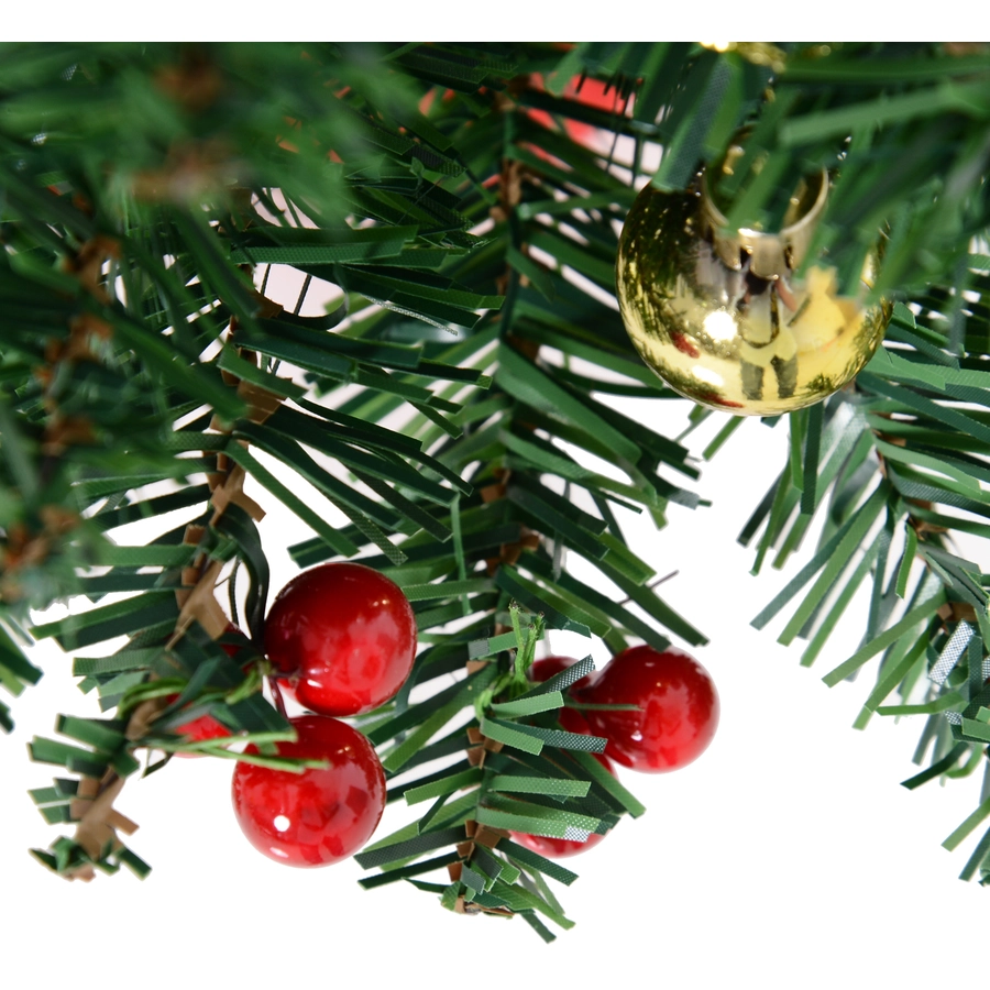HOMCOM Christbaum mit Stechpalmenbeeren grün, rot, gold