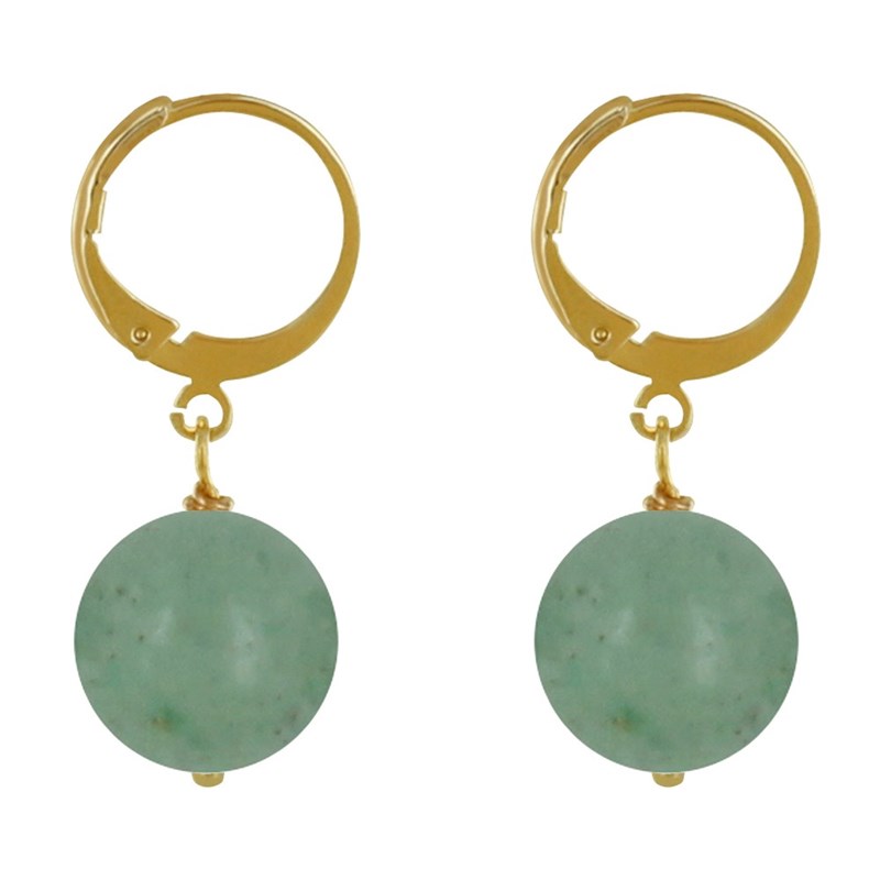 Boucles d'Oreilles Mini Créoles Plaqué Or et Perle d'Aventurine