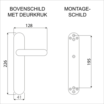 Gamma deurkruk set Kiev ovaal blind schild RVS