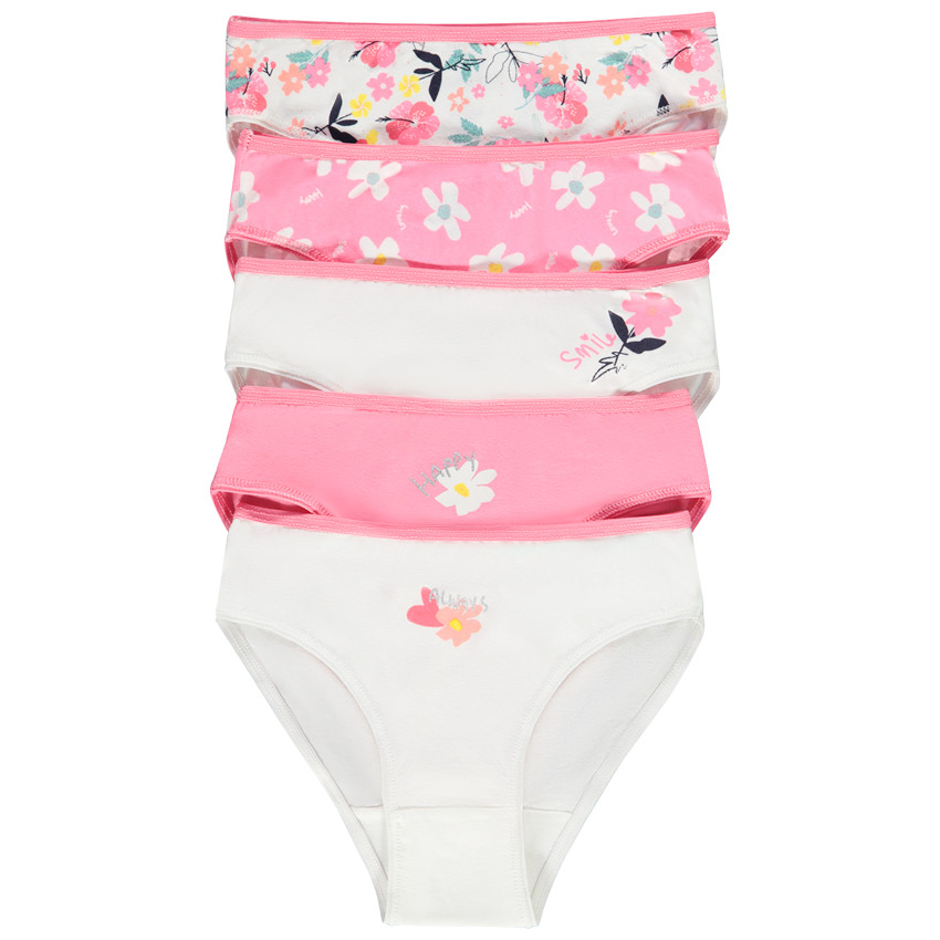 Lot de 5 culottes en jersey motifs fantaisie fleurs pour fille
