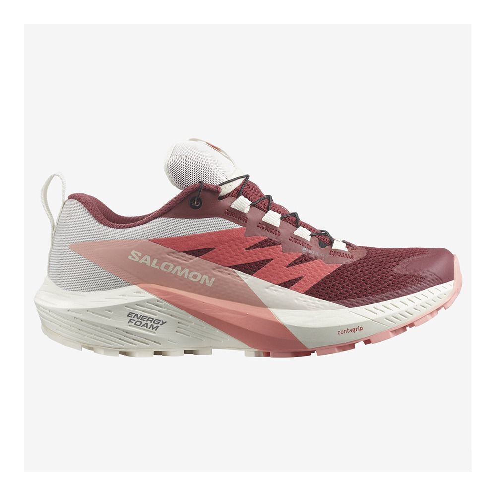 Salomon SENSE RIDE 5 GTX W - Chaussures trail Femme syrah/vanilla ice/peach amber