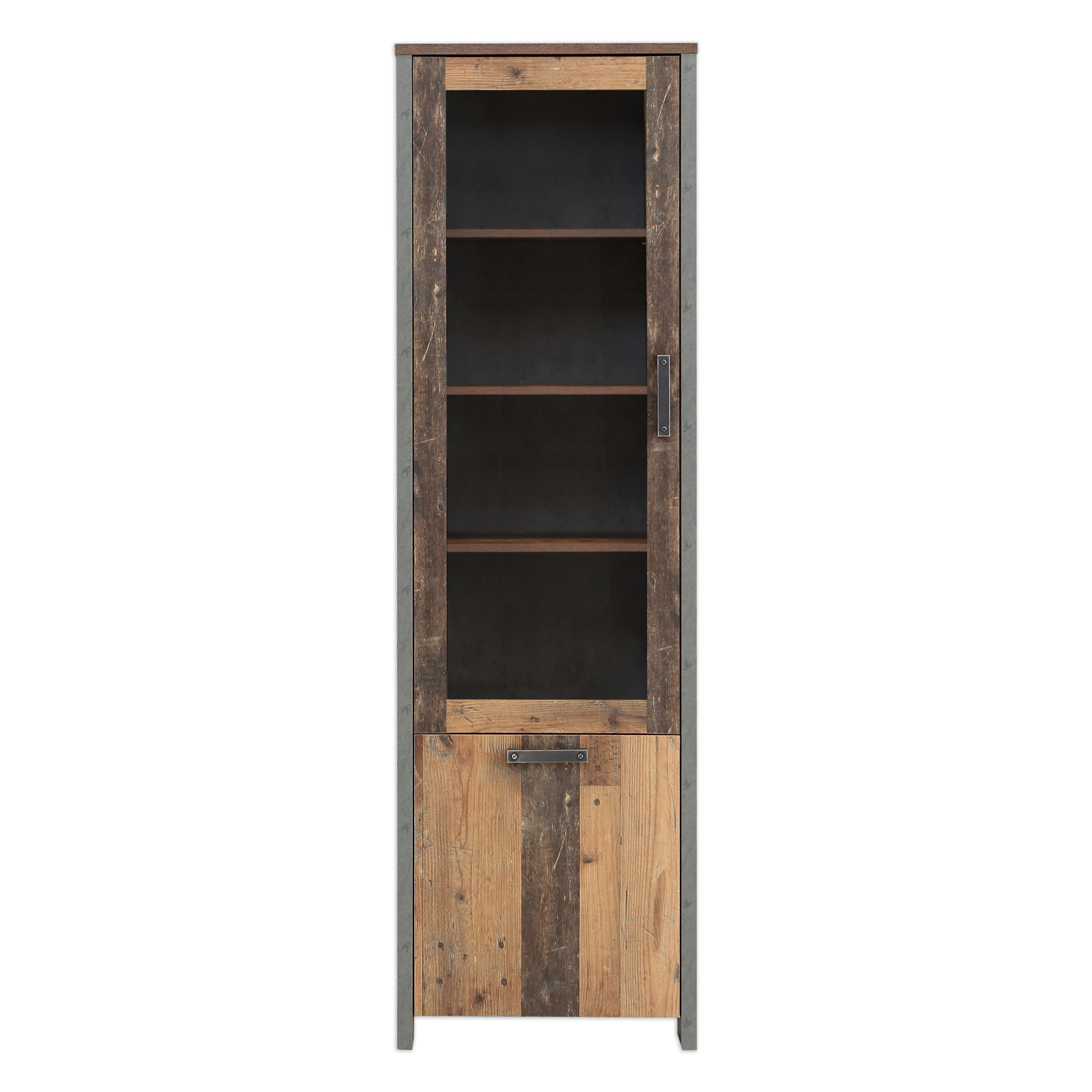 Vitrine - Old Wood Vintage - grau-Betonoptik - 62 cm breit