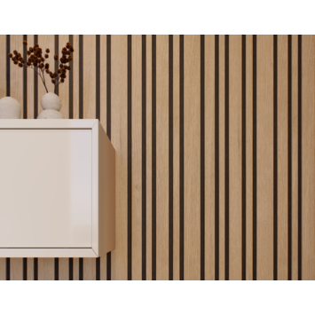 Lattenwand Decowall Acoustic Blend natuur eiken, combinatie van verschillende breedtes , 260x30cm, 2 stuks (1.56m2)