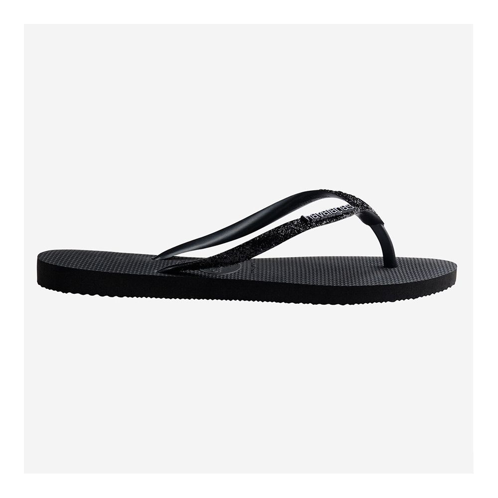Havaianas SLIM GLITTER II - Tongs Femme black/dark grey