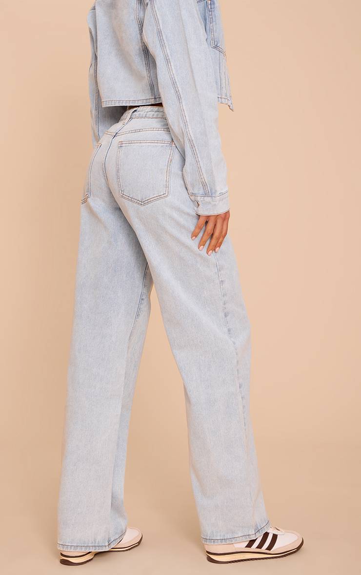 Bleu Clair Jean Taille Haute Jambe Droite Coupe Tall