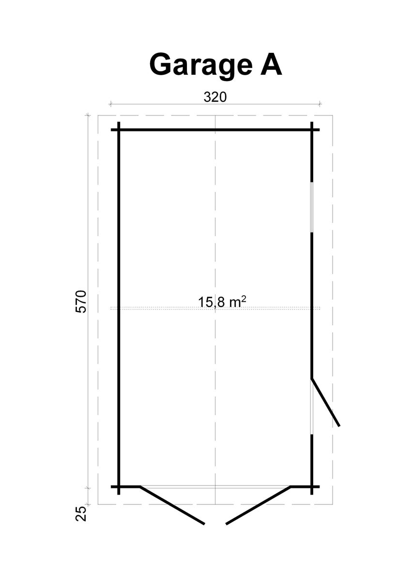 Alpholz A-40 TE houten garage, carport met 40 mm wanddikte, prefab garage, natuurlijke afwerking, 3,2 x 5,7 m