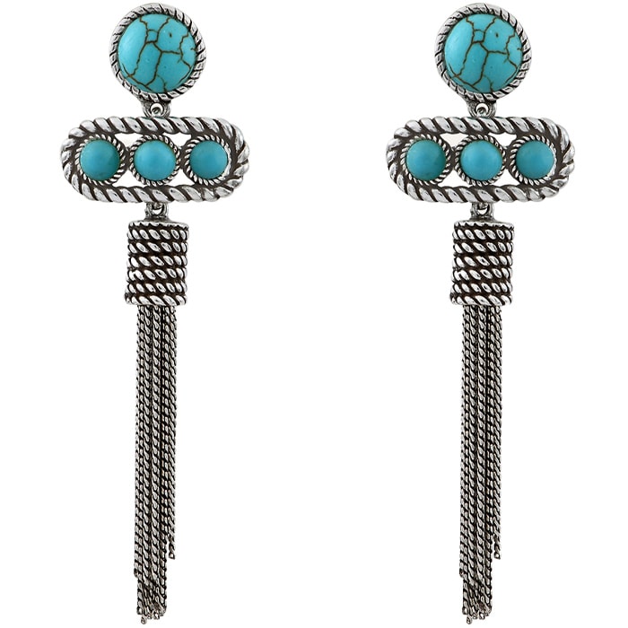 Boucles d'oreilles Arizona - Métal argenté & howlite