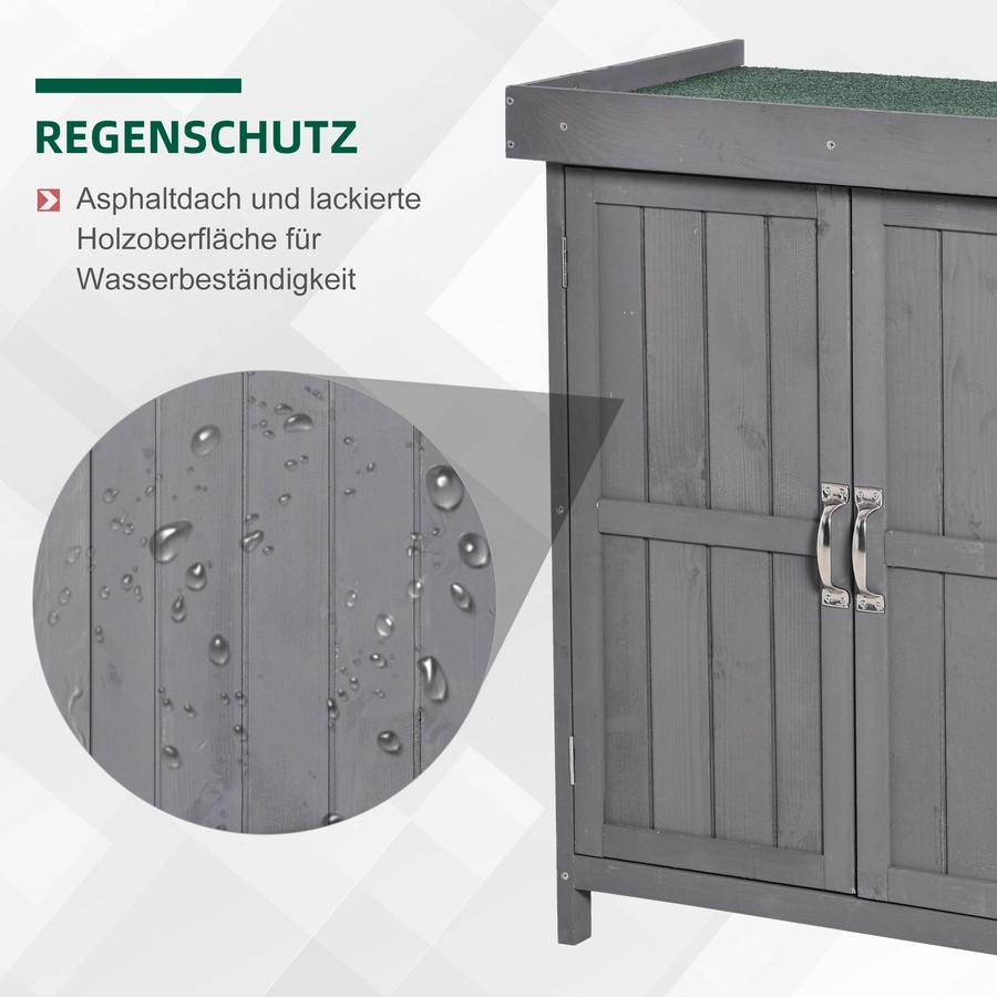 Outsunny Geräteschrank mit 2 Fächer natur