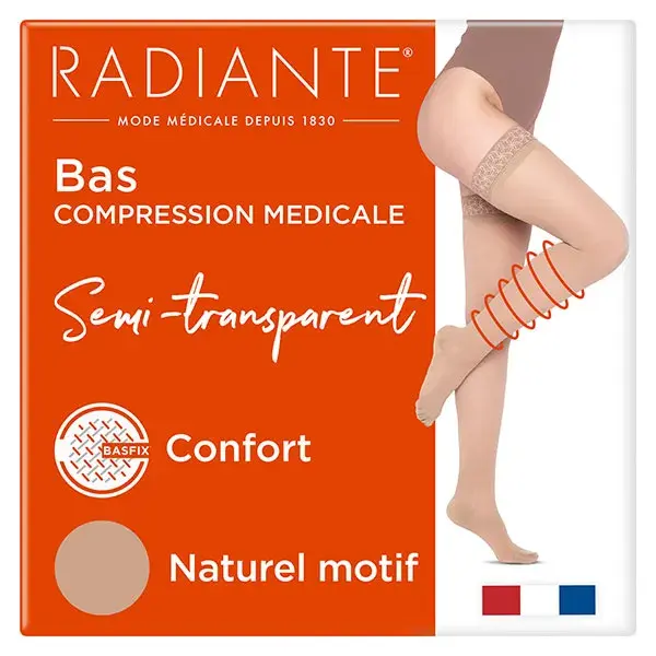 RADIANTE Bas de compression Semi-transparent Naturel motif MicroVoile Taille 3 Classe 2