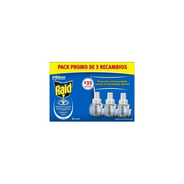 Raid de SC Johnson, Recarga de Difusor Eléctrico Anti Mosquitos Comunes y Tigre, 135 Noches J356557