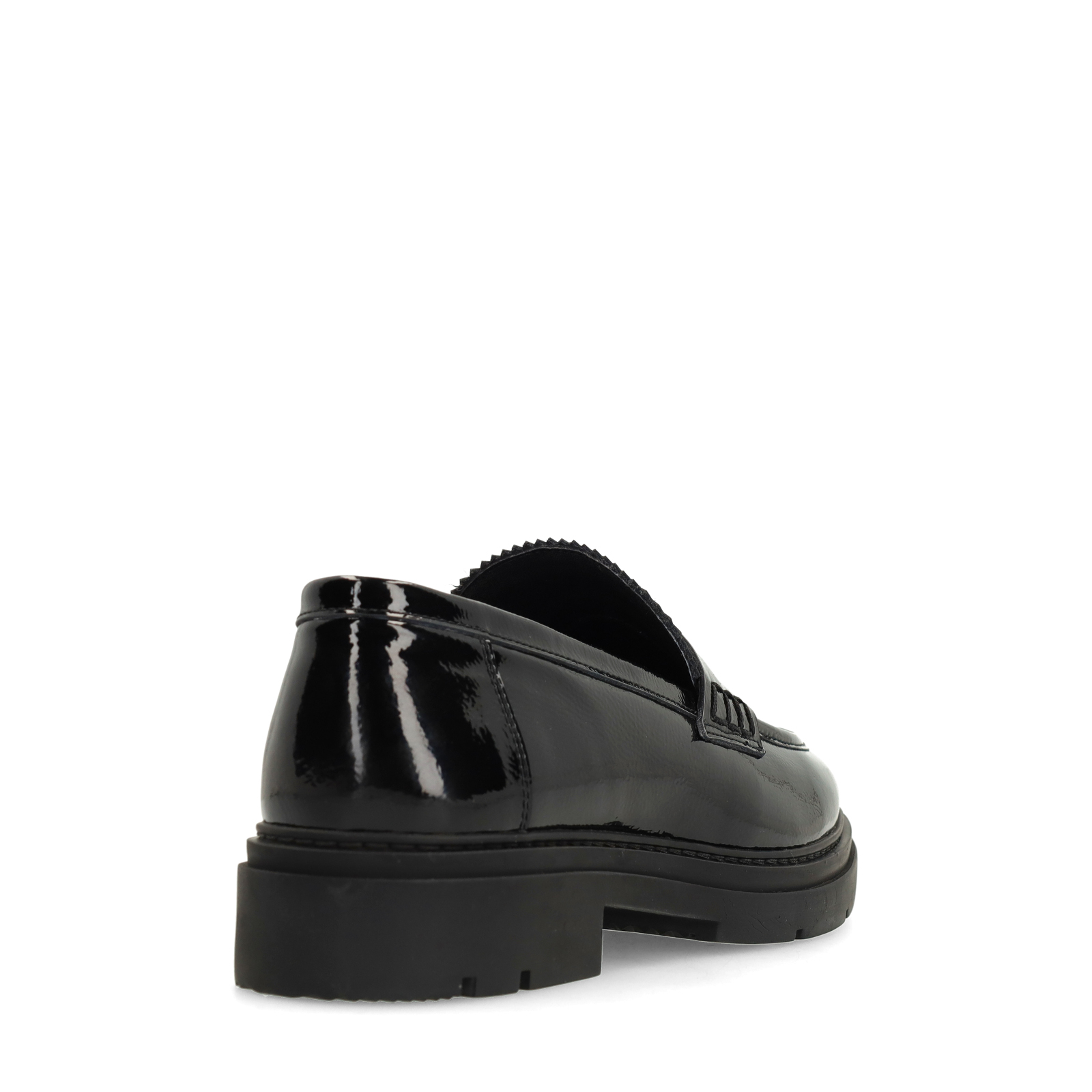 Zwarte lakleren loafers met ponyhair