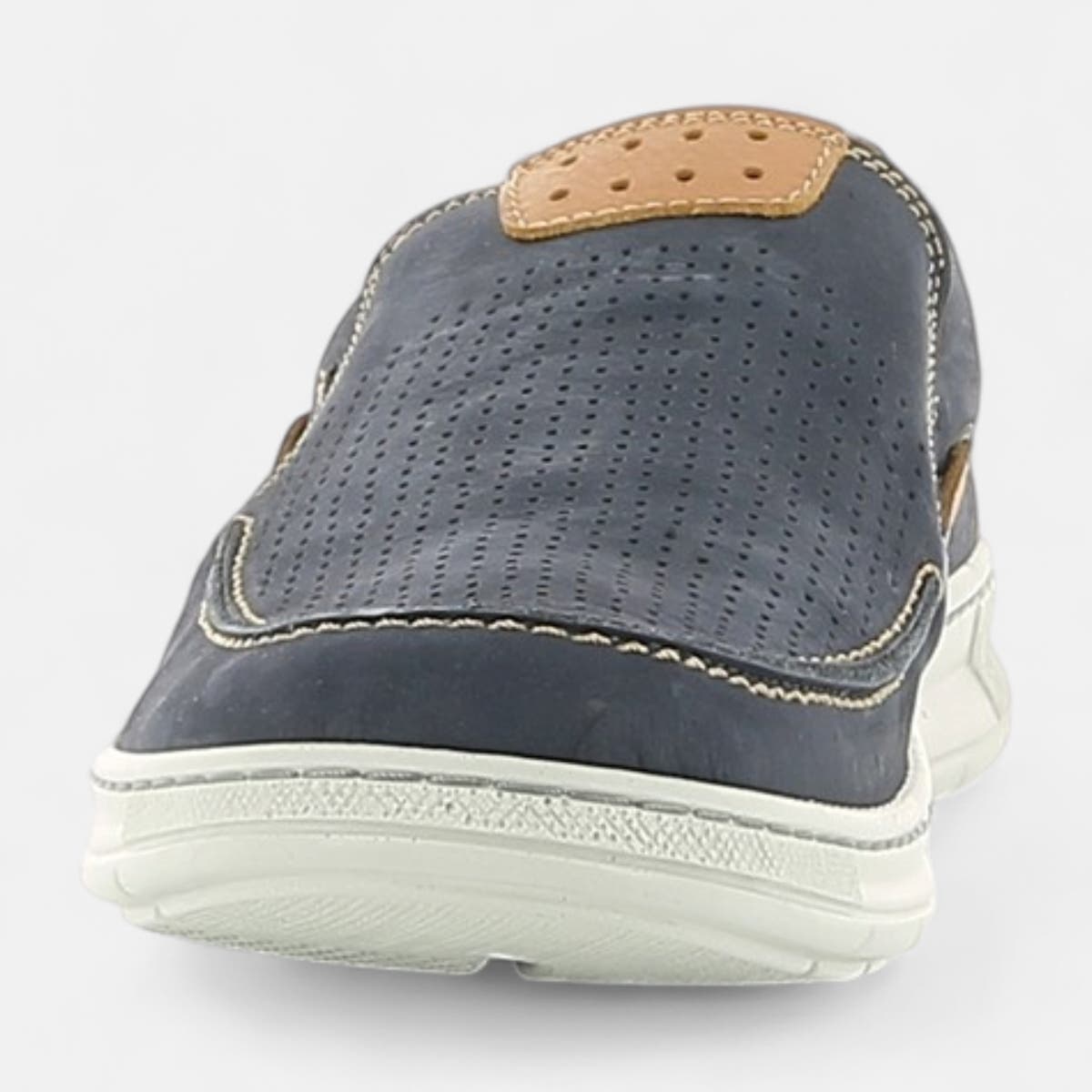 Mocassins pieds sensibles Homme en cuir bleu marine
