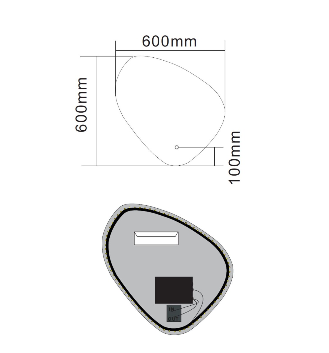 Best Design Ballon spiegel inclusief LED verlichting 60x60cm
