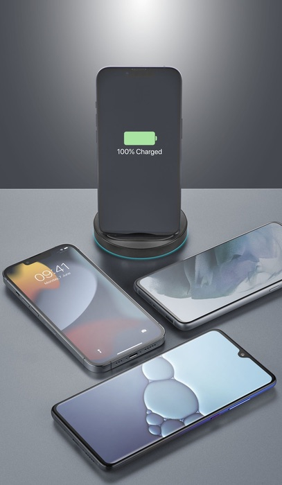 (15W) Podium Qi Wireless Charger Induktionsladegerät Ladestation (WIRELESTAND15WTYCK) - Schwarz