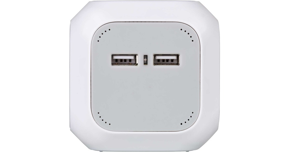 BrennenstuhlALEA-Power 2xUSB-Charger + stekkerblok 4-voudig stekkerdoos  (Lichtgrijs/wit, 1,4 meter)