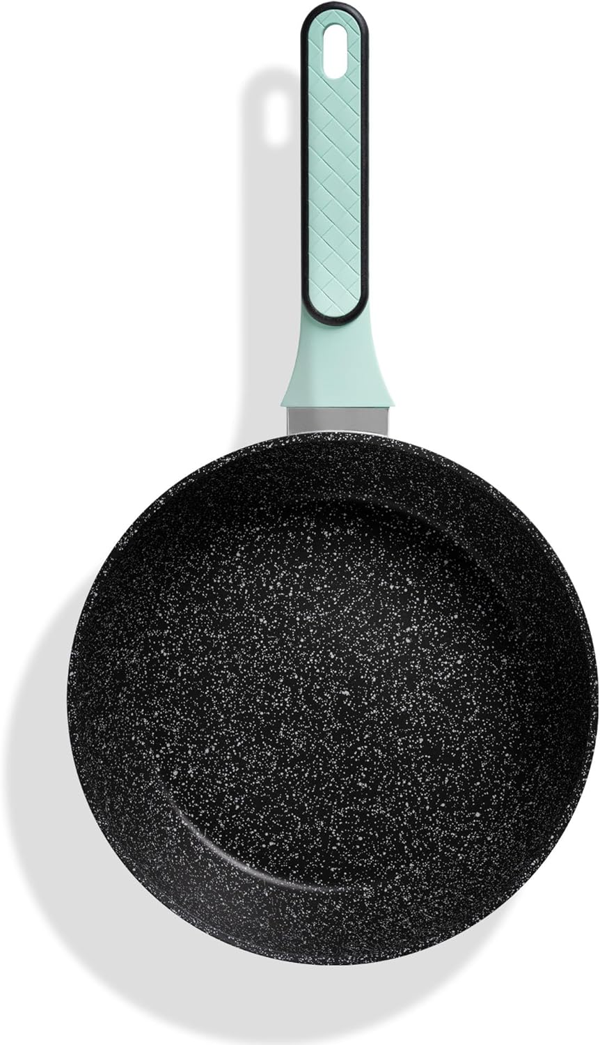 STONELINE Kochgeschirr Set 11-teilig 18/20/24 cm Set Pfannen und Töpfe mit Deckel, Topfset Pfanne Induktion Antihaft Beschichtet mit echten Steinpartikeln, Alle Herdarten, Farbe: Mint