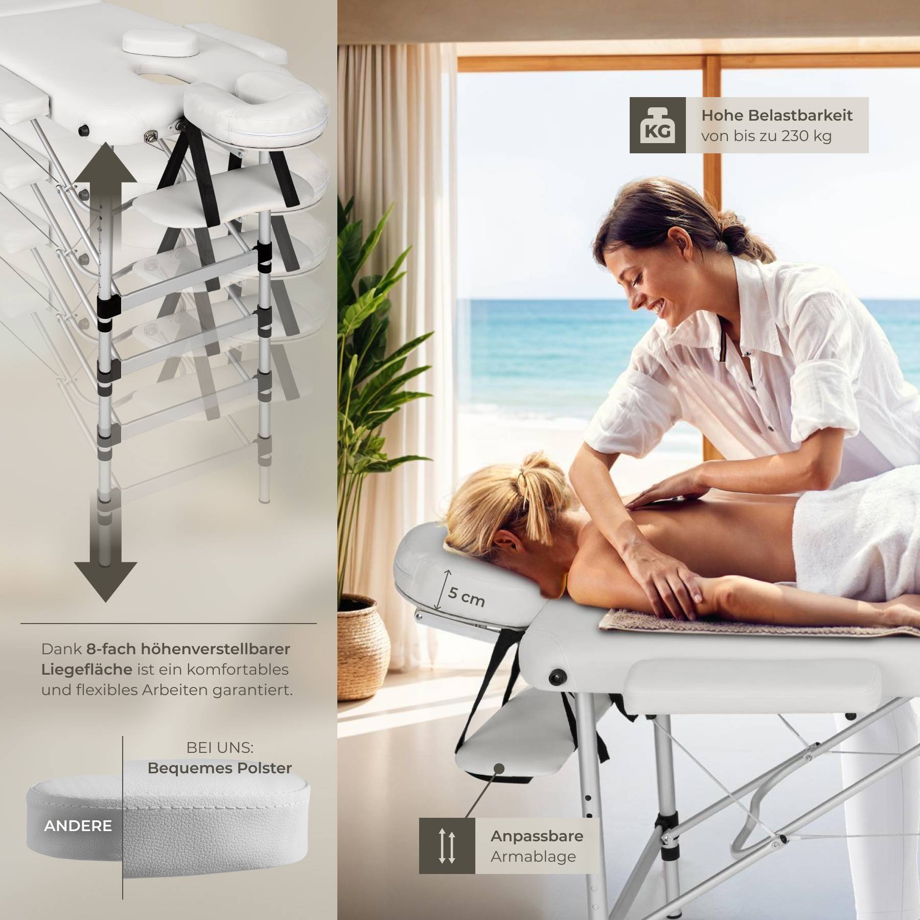 3 Zonen Massageliege
