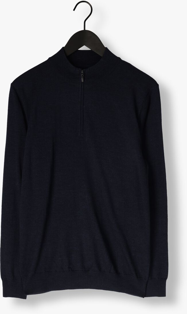 donkerblauwe stefano lauran trui half zip anders