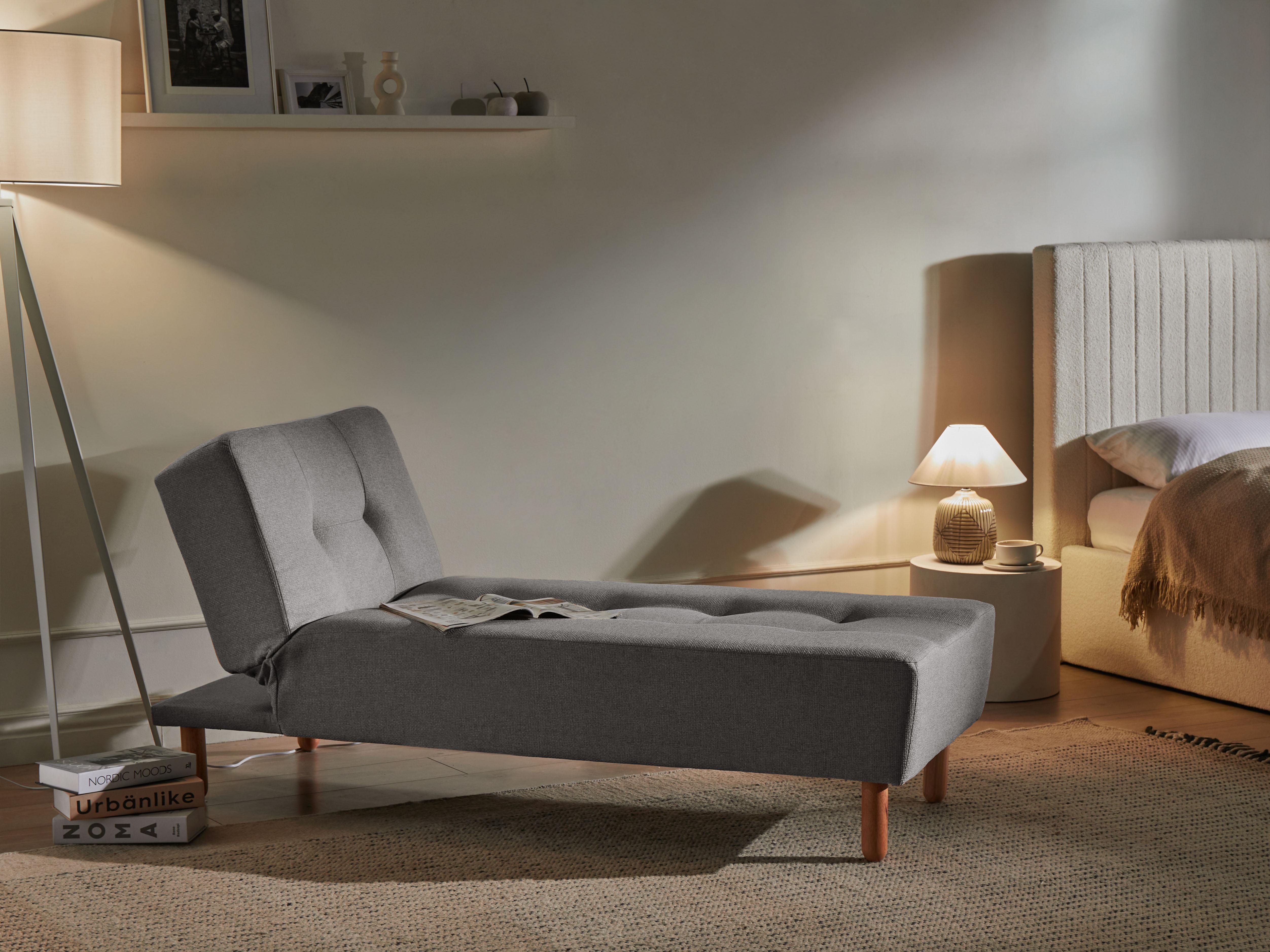 Chaise longue ALSTEN Stof Donkergrijs