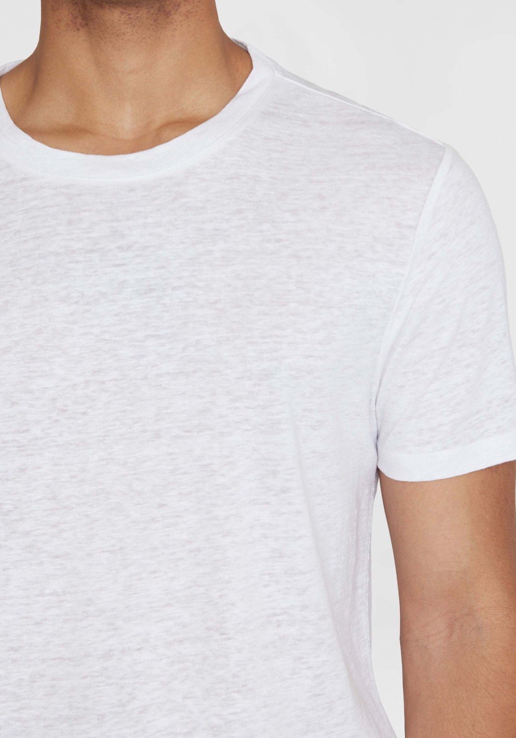 Knowledge Cotton Apparel Leinen-T-Shirt Bright White