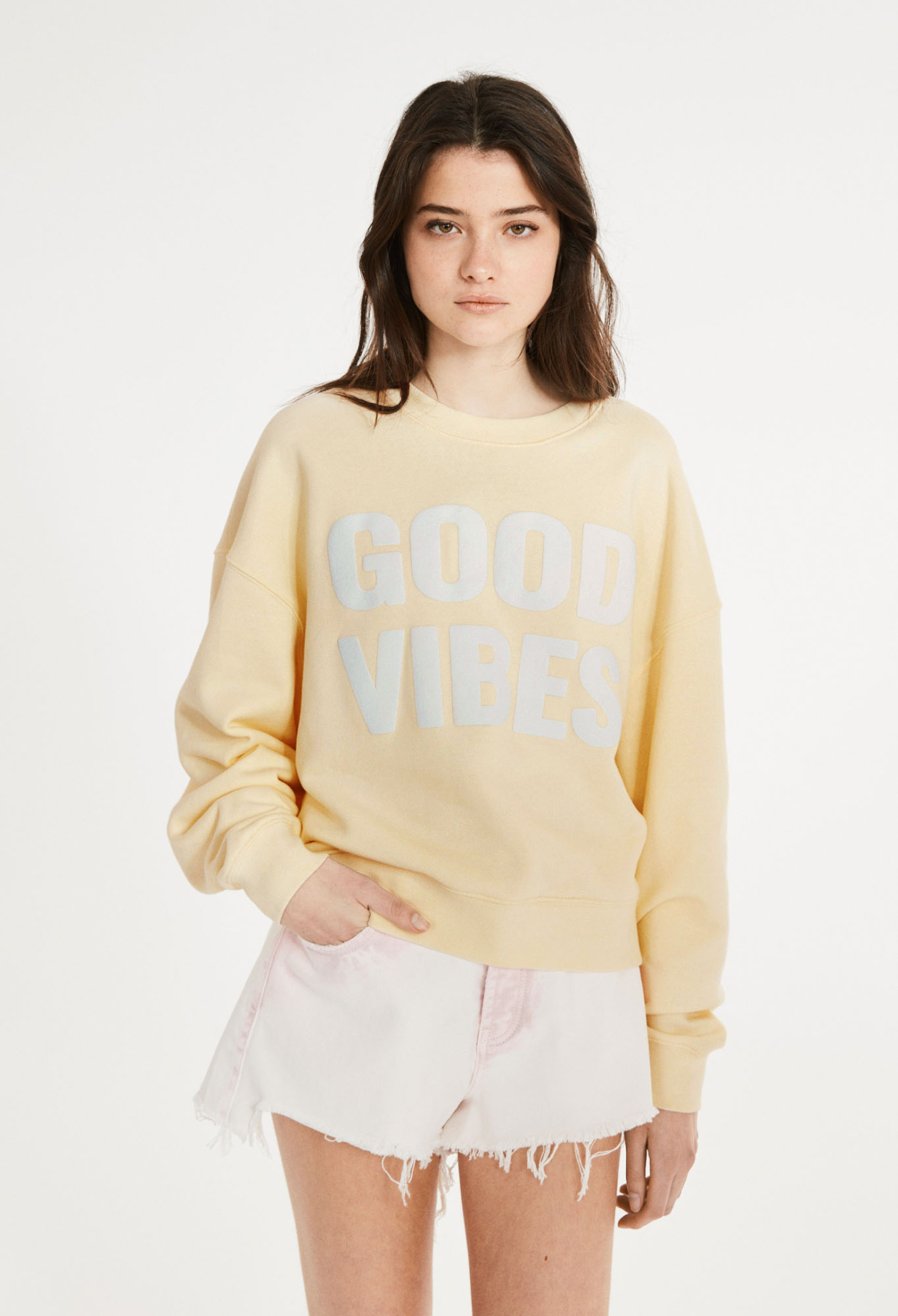 Sweatshirt jaune p&acirc;le