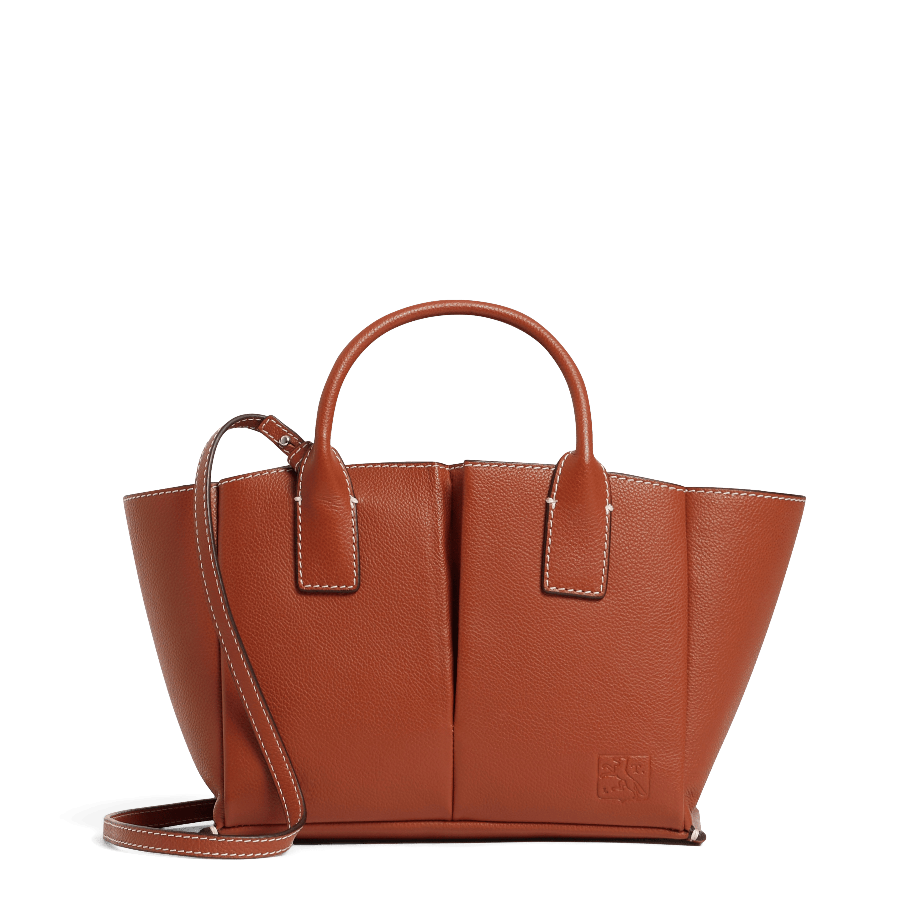 ELENA - Petit sac cabas en cuir de vachette | Marron