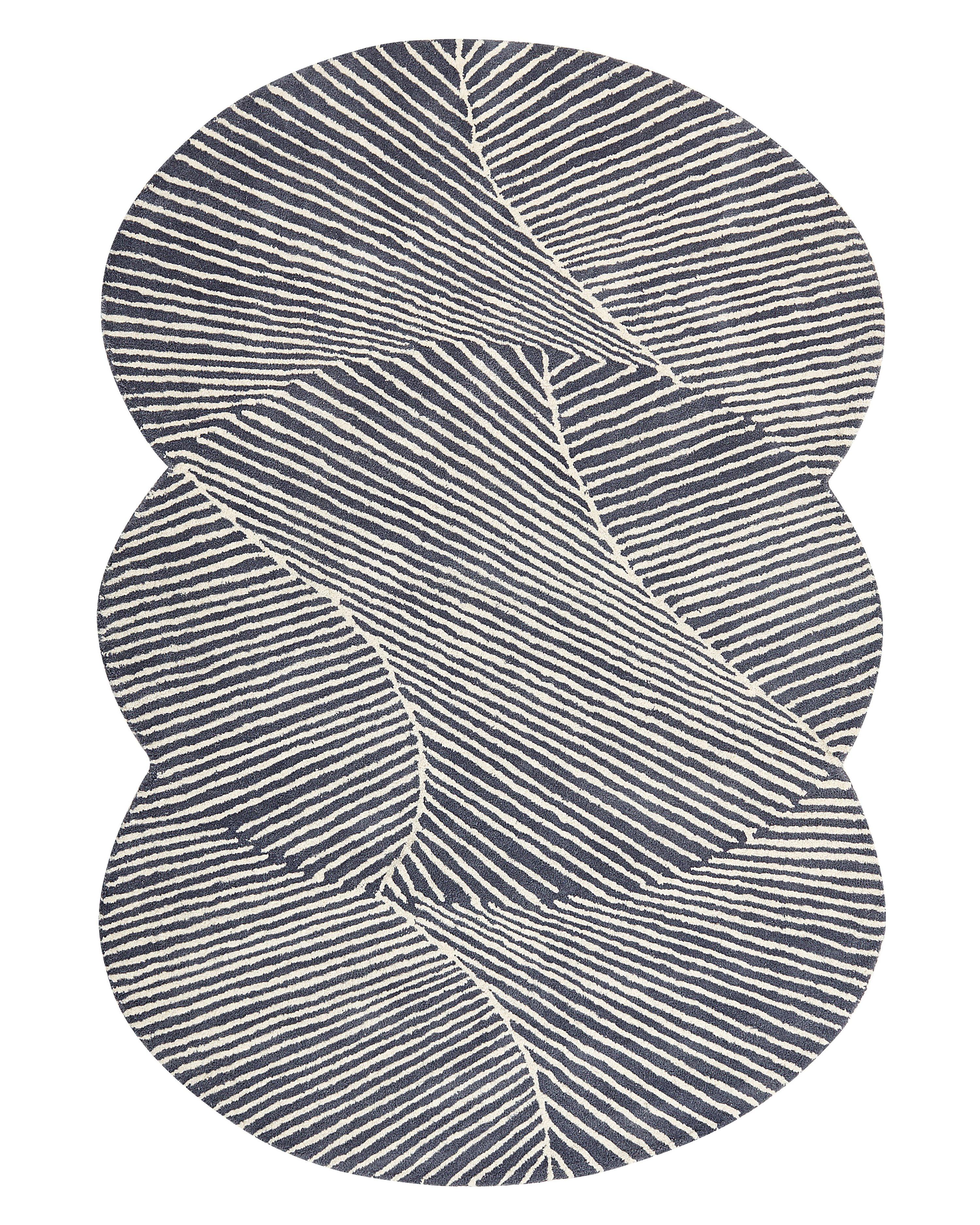 Vloerkleed ZABOL Grafietgrijs 140 x 200 cm Wol